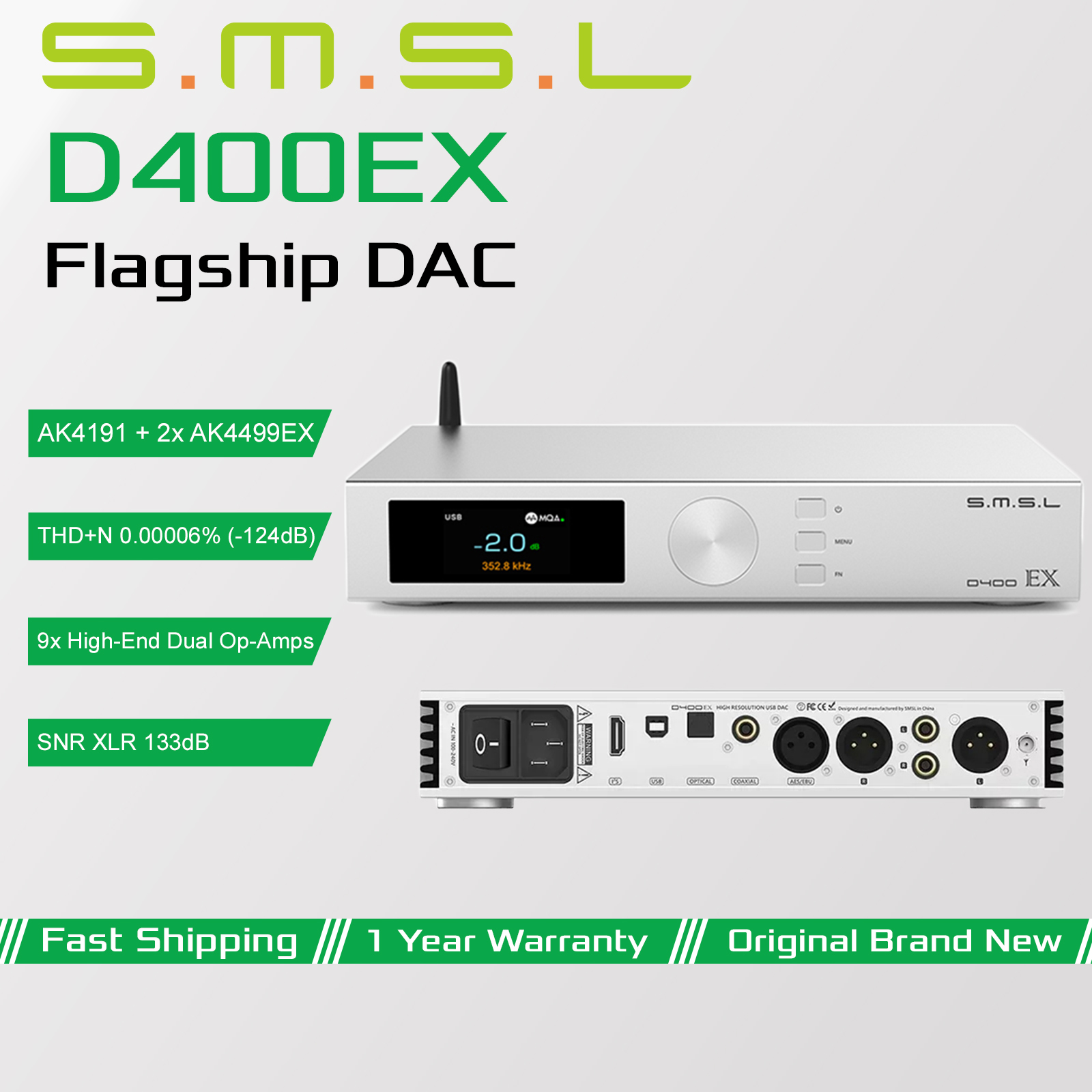 Dac Usb Coaxial Optical Bluetooth - SMSL D400EX Dekoder Audio Resolusi Tinggi